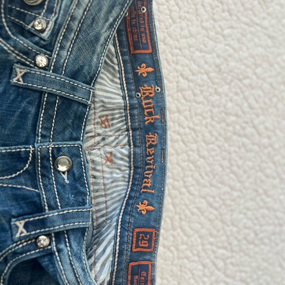 Rock Revival Blue Boot Cut Jeans with Decorative Stitching Size 29 Women’s - Picture 9 of 12